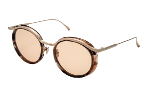 MASUNAGA | K3 BY KENZO TAKADA - ROUND 'AOI’ SUNGLASSES /BROWN + GOLD