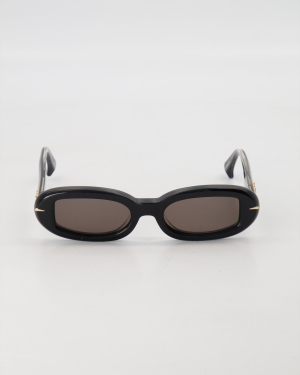 LE SPECS LUXE - BOLD SLIM RECTANGLE ’NUMERO SIETE’ SUNGLASSES /OBSIDIAN BLACK