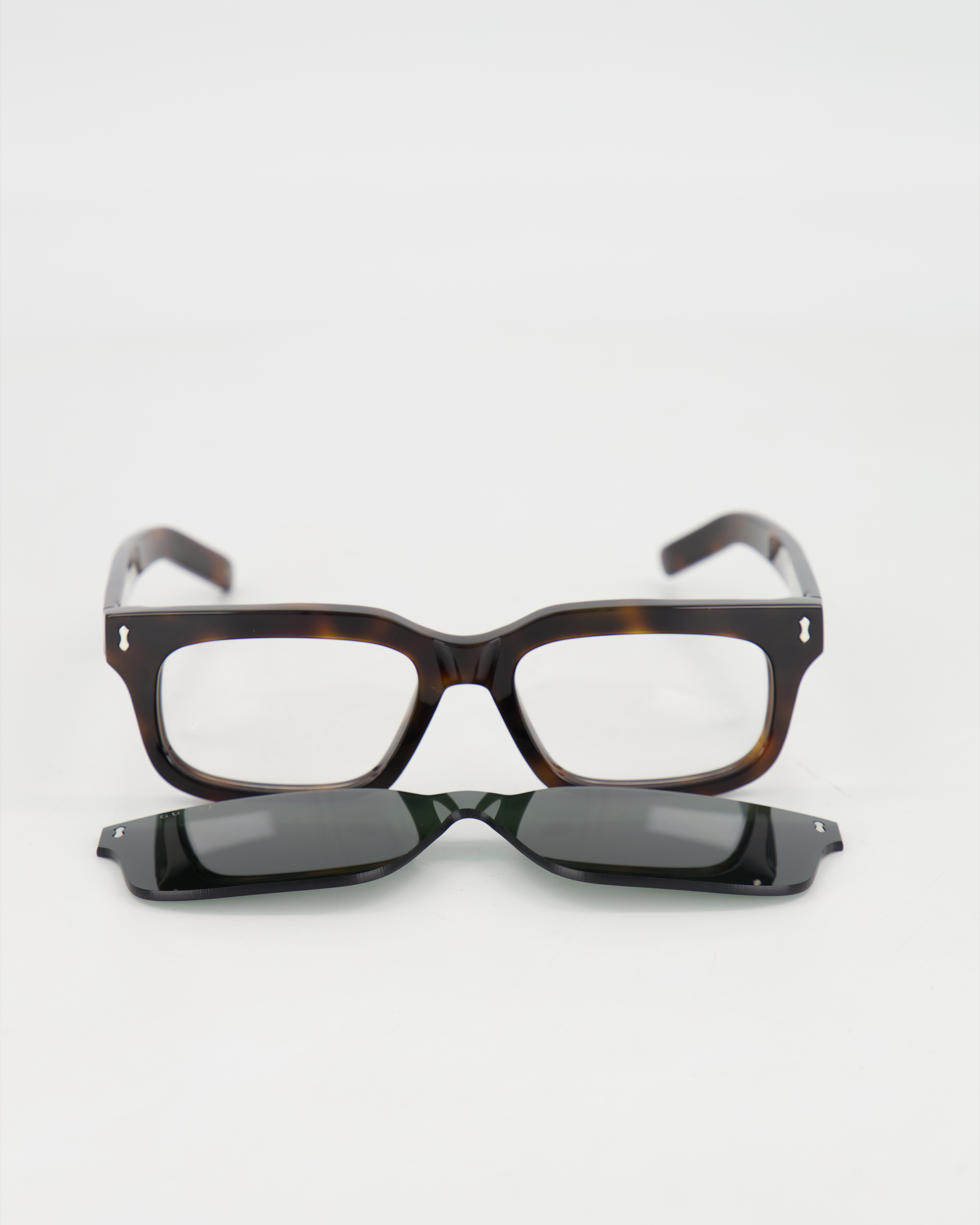 GUCCI - BOLD RECTANGLE OPTICAL GLASSES W. *CLIP ON* /HAVANA
