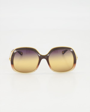 CHLOÉ - OVERSIZED SQUARE SUNGLASSES /BROWN GOLD
