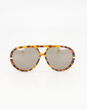BOTTEGA VENETA - LUNETTES DE SOLEIL PILOTE OVERSIZE / HAVANA