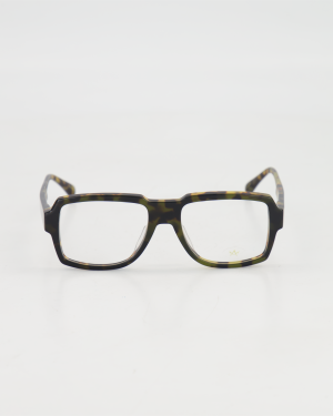 AM EYEWEAR - BOLD SQUARED ‘BROWER’ EYEGLASSES /GREEN TORTOISE