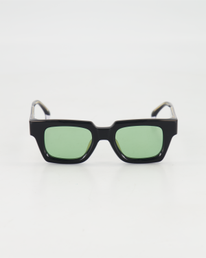 AM EYEWEAR - BOLD RECTANGLE ‘MING’ SUNGLASSES /BLACK GREEN