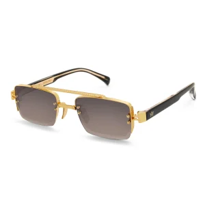 AM EYEWEAR - RIMLESS ‘ASHAN’ SUNGLASSES /BLACK GOLD *TANGLE FREE NOSE PADS*