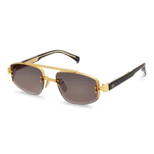 AM EYEWEAR - RIMLESS ‘SAMPSON’ SUNGLASSES /BLACK GOLD *TANGLE FREE NOSE PADS*