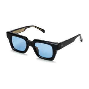 AM EYEWEAR - BOLD RECTANGLE ‘MING’ SUNGLASSES /BLACK BLUE