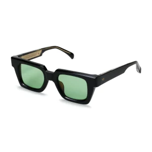 AM EYEWEAR - BOLD RECTANGLE ‘MING’ SUNGLASSES /BLACK GREEN