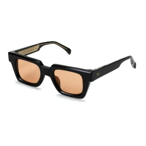 AM EYEWEAR - BOLD RECTANGLE ‘MING’ SUNGLASSES /BLACK AMBER